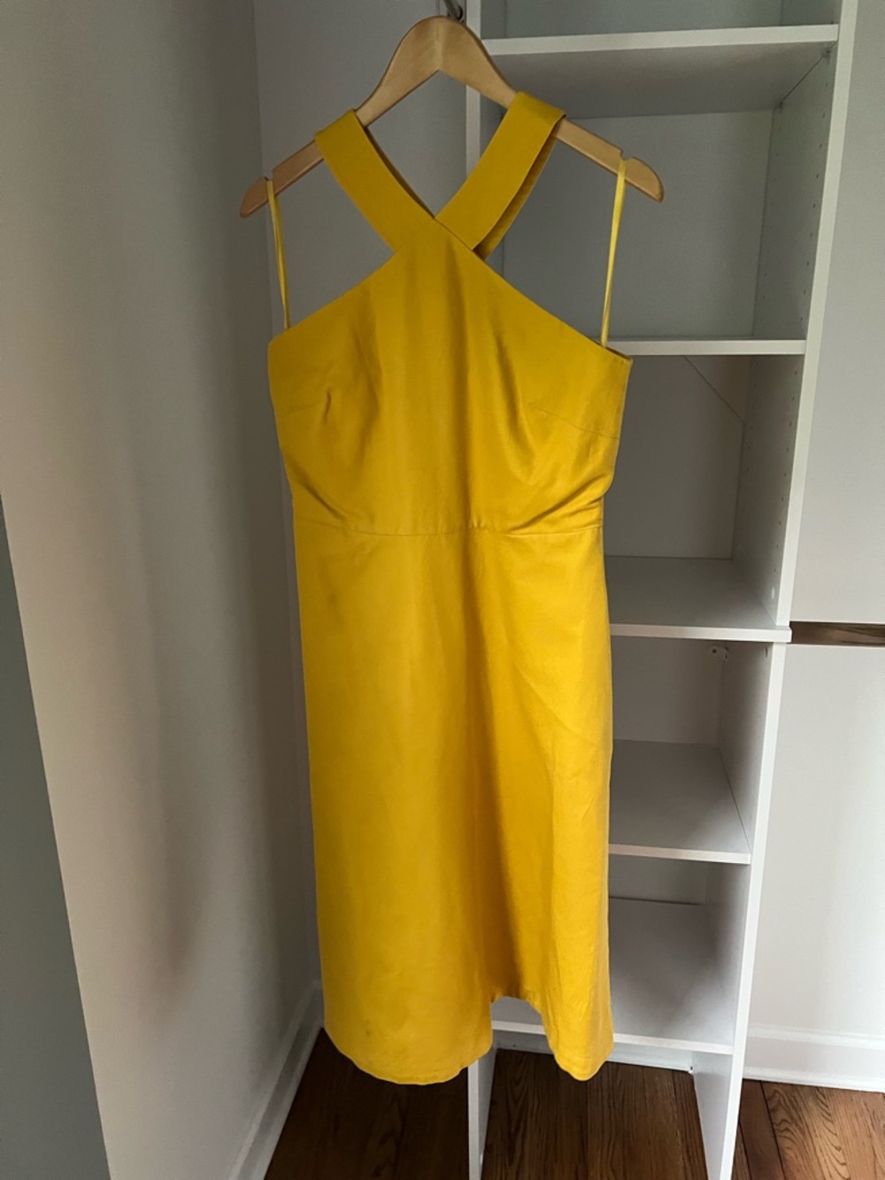 Ann Taylor Yellow Cross-Back Midi Dress